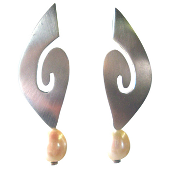 Silberohrstecker mit Perle, feinmatt