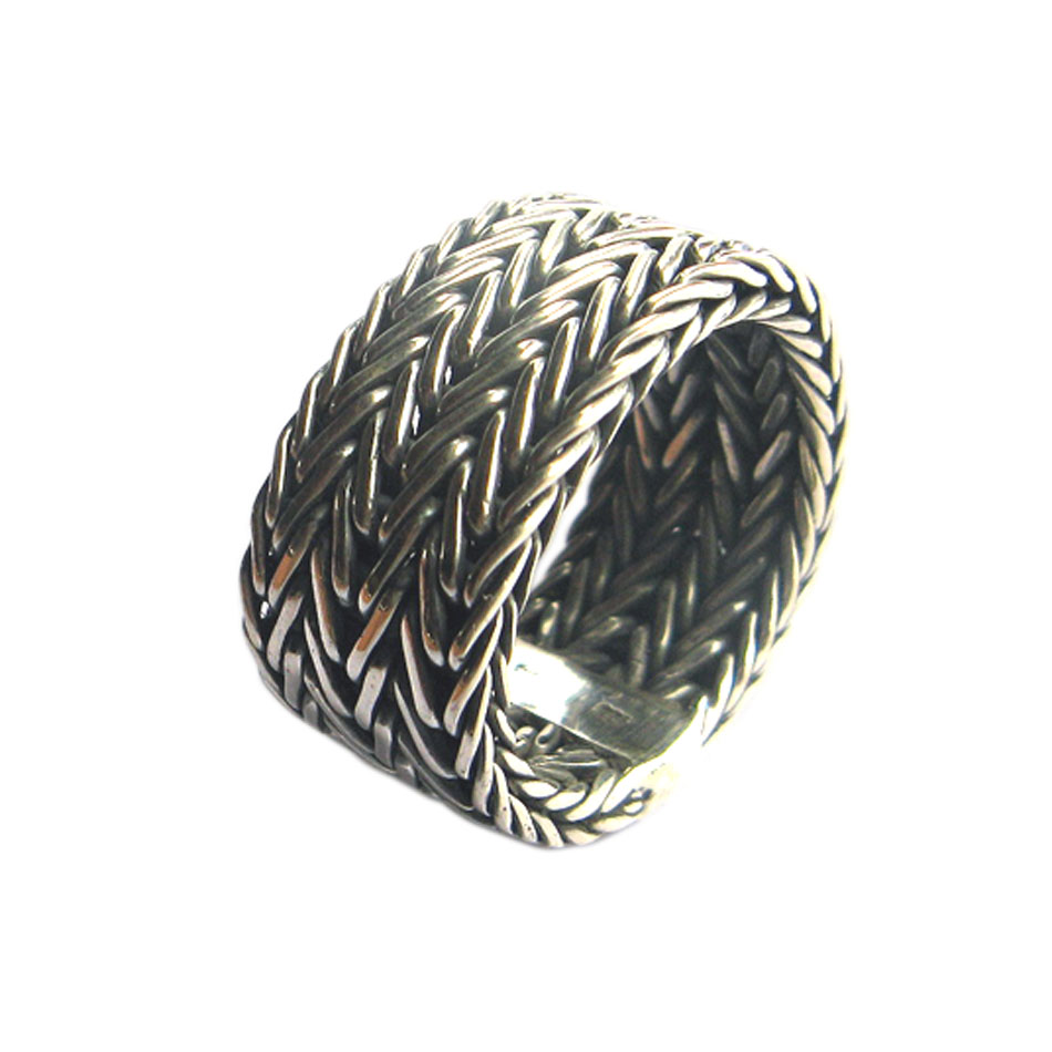R 733  Flexibler Silberring. Handgewebt. 