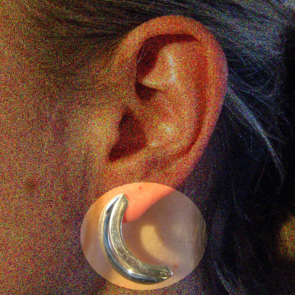 E 169 Silberdesign am Ohr