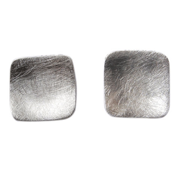 quadratische Ohrstecker, Silber, einmatt