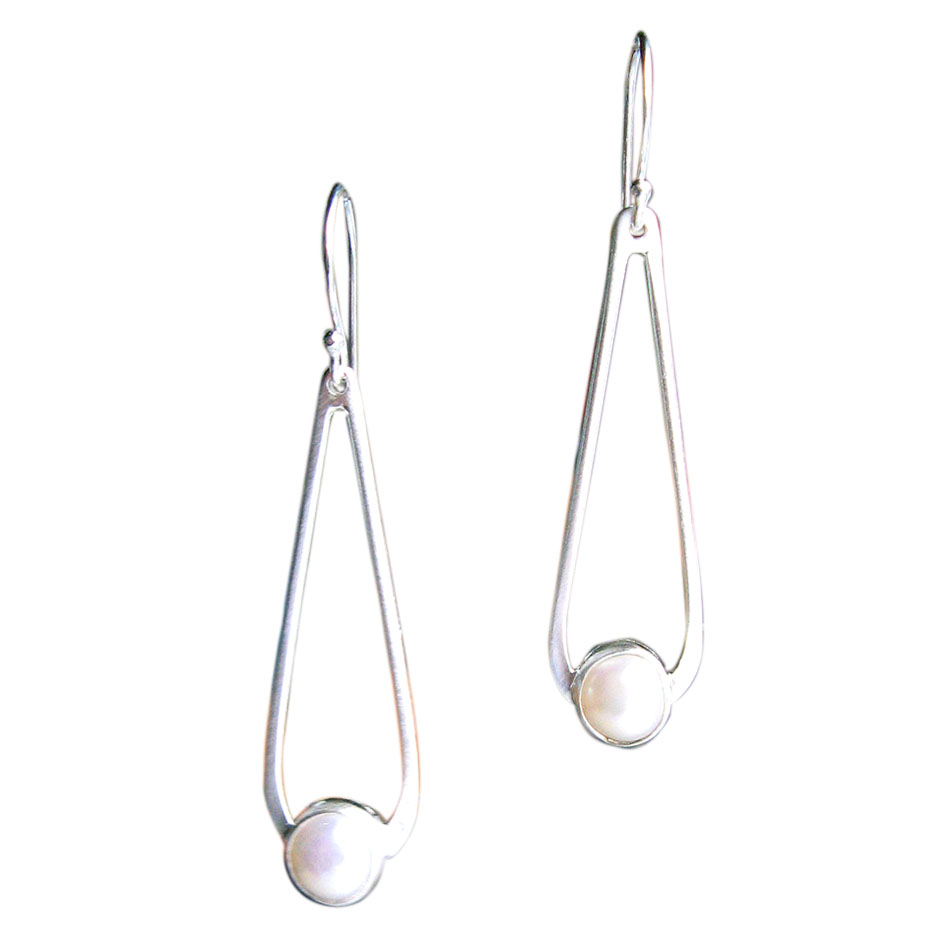 E 098  Perlenohrhänger, Silber