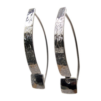 Ohrhänger, Silber, gehämmert