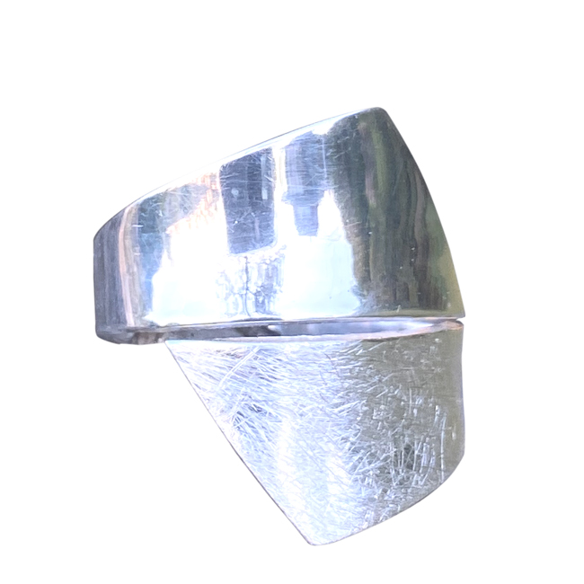 Ring, poliert und icematt  offen 925Silber