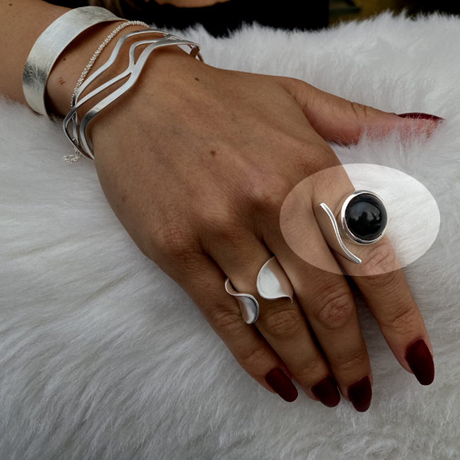 Ring, Silber mit Onyx