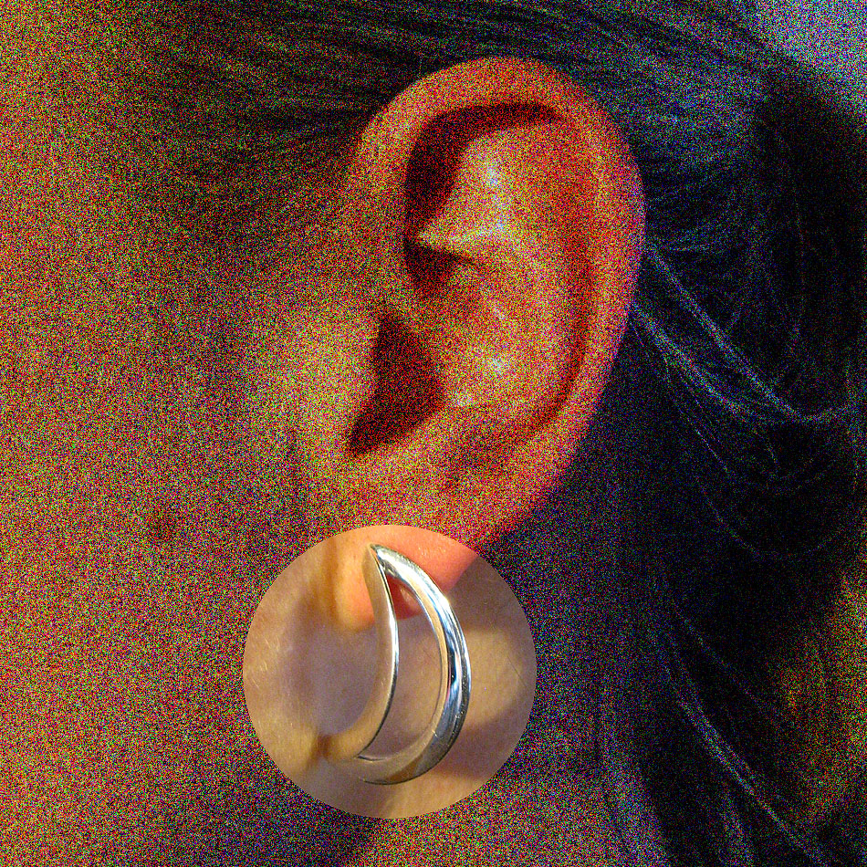 E 169 Silberdesign am Ohr