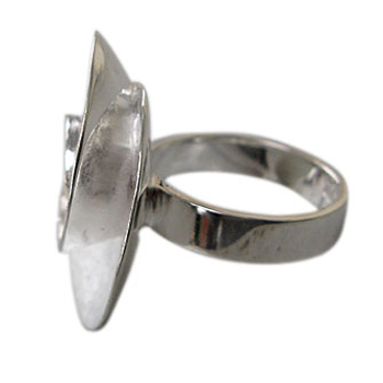 floraler Silberring mit Perle