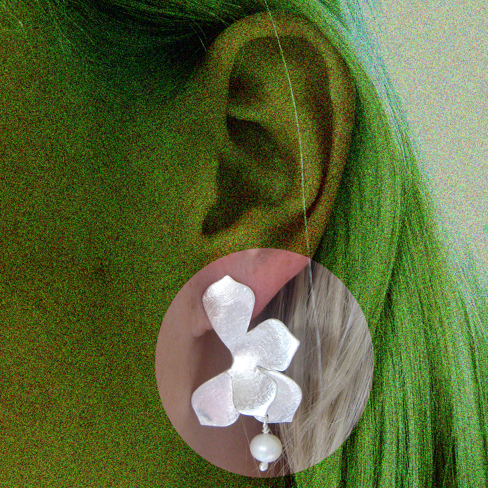 Ohrschmuck mit Perle. 925er Silber