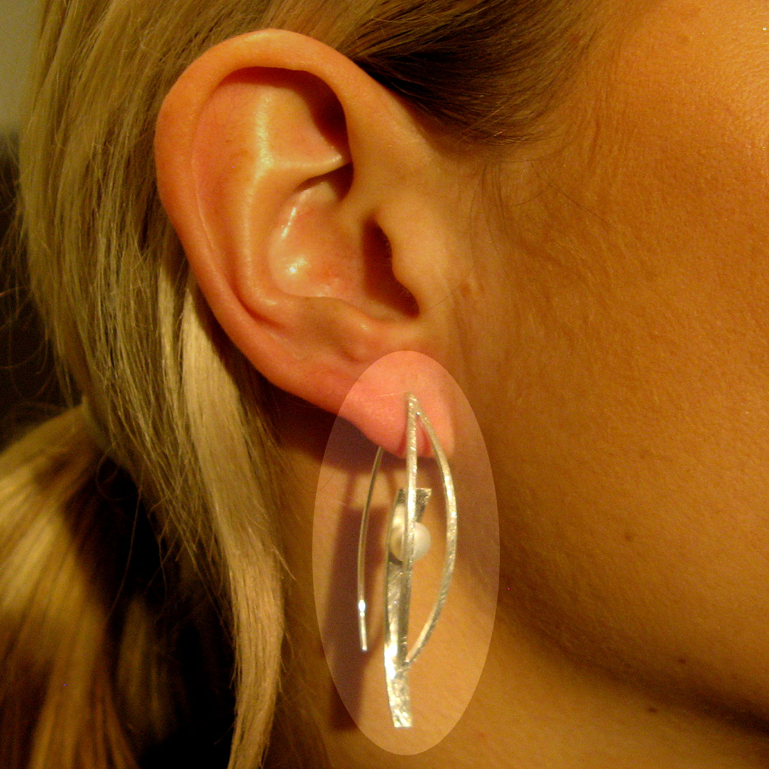 Silberöhrhänger mit Perle