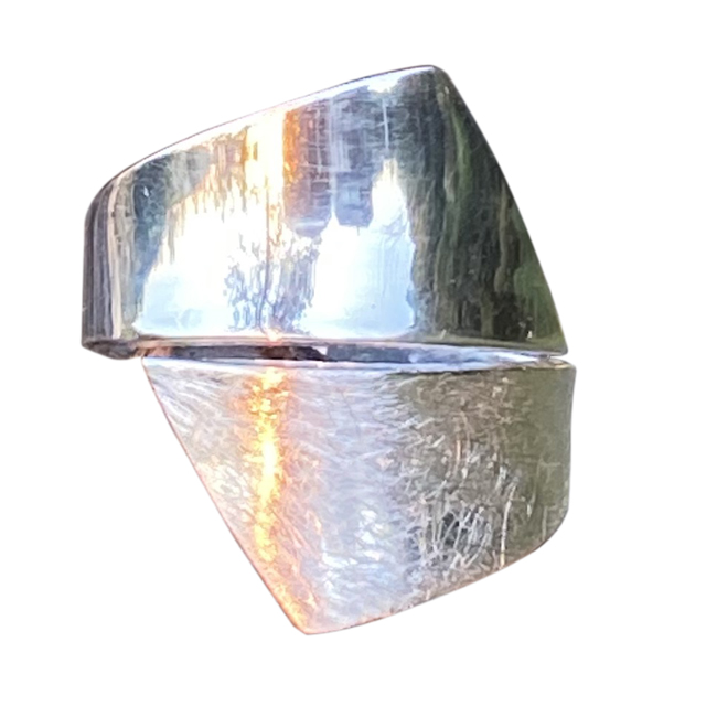 Ring, poliert und icematt  offen 925Silber