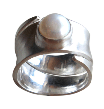 R 680   offener Silberring mit Perle