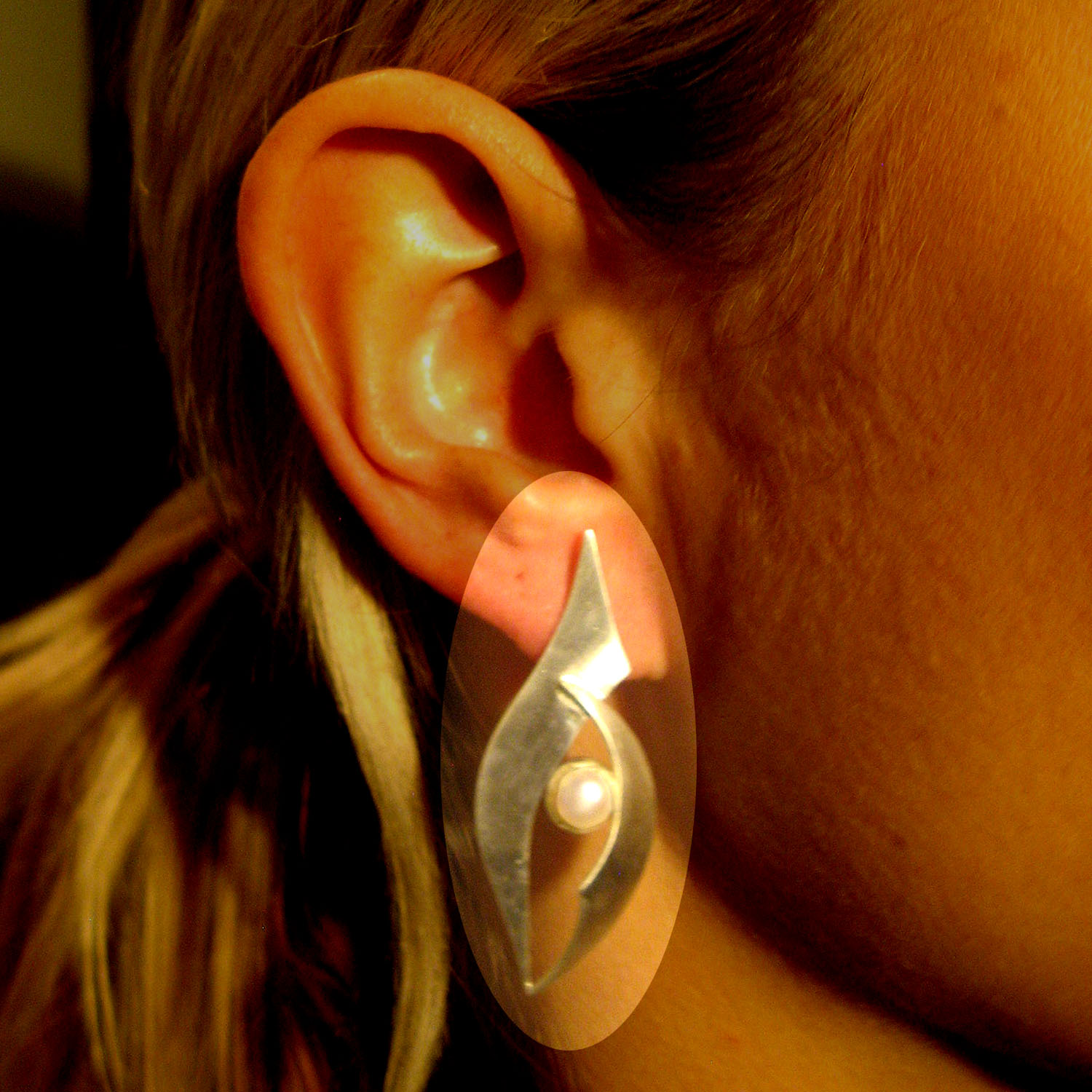 Ohrstecker, Silber mit Perle