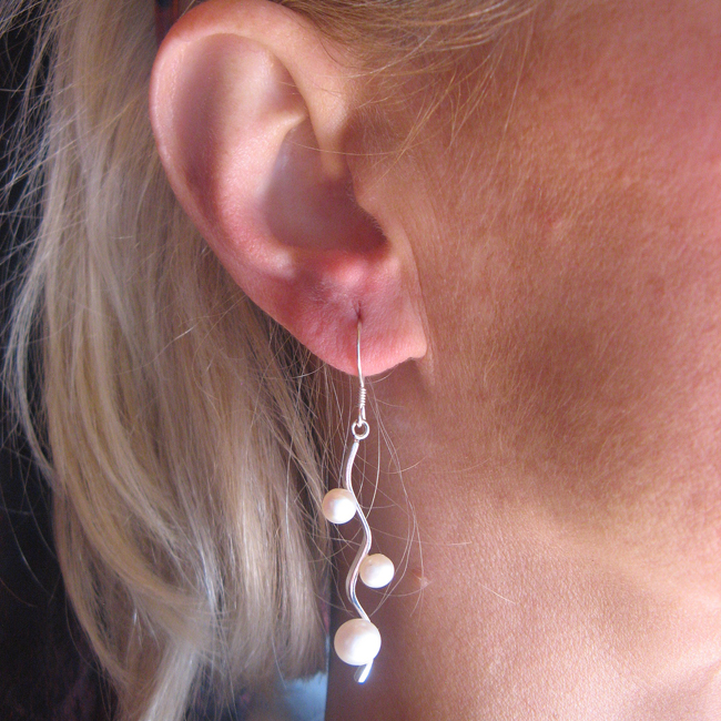 Silberohrhänger mit Zuchtperlen