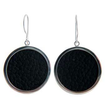 Ohrhänger, Leder  Durchmesser ca. 25 mm