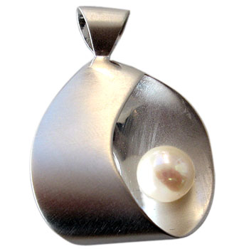  Hänger,Silber,  feinmatt mit Perle