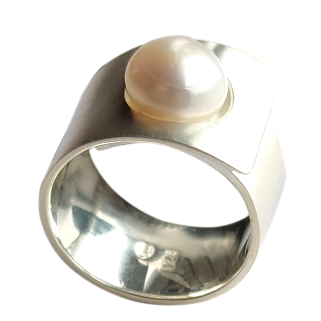 Ring, Silber mit Perle
